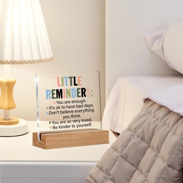 Inspirational Motivational Gifts Employee Appreciation Gifts Little Reminders You are Enough Clear Desk Decorative Sign Acrylic Sign With Wooden Stand for Office Desk Table Shelf
