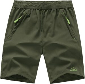 Rdruko Men's Quick Dry Hiking Shorts Lightweight Running Gym Outdoor Active Shorts with Zipper Pockets