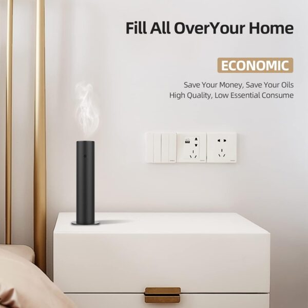 Bluetooth Essential Oil Diffuser for Aromatherapy Oils 500ml/4000 Sq.Ft, All-Metal Waterless Fragrance Diffuser, Waterless Cold-Air Diffusion Scent Air Machine for Home, Office (Black)