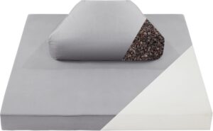 MABOZOO Foldable Meditation Cushion, Ergonomic Meditation Pillow for Sitting on Floor, Pillow Seating with Buckwheat for Adults Outdoor Yoga Tatami, Gray