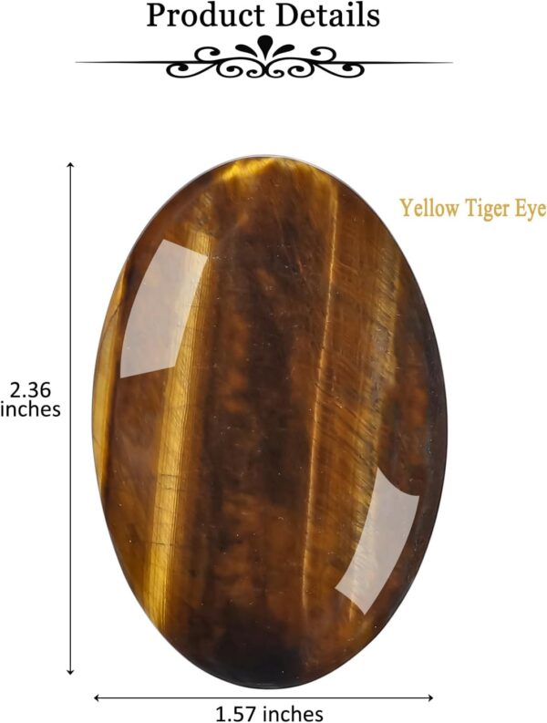 MANIFO 2.4Inch Large Tiger Eye Crystal Worry Stone Reiki Healing Crystals Polished Palm Gemstone Thumb Pocket Stone for Massage Stress Relief Meditation Balancing