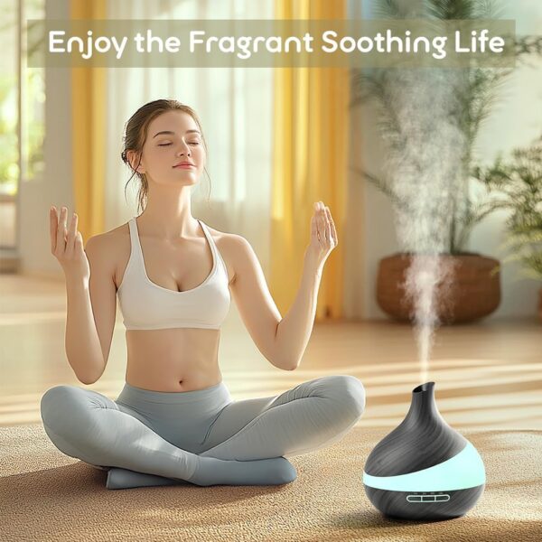 500 ML Essential Oil Diffuser, Upgrade Aroma Diffuser for Large Room, Aromatherapy Diffuser Humidifier with Remote Control 14 Color Lights 4 Timer Setting Auto Shut-Off