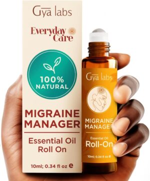 Gya Labs Migraine Essential Oil Roll on - Migraine Relief Stick Roller, Soothing Comfort for Head Tension, 100% Pure Natural, Blend with Peppermint Oil, Self Care Relaxing Gifts for Women (0.34 Fl Oz)