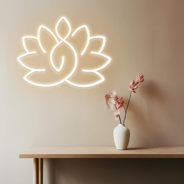 Lotus Flower Neon Sign for Zen Wall Art, Meditation Accessories for Yoga Room, Dimmable Spiritual Neon Lights Decor, Light Up Wall Art for Home or Yoga Studio,12 * 15.3 inch,white