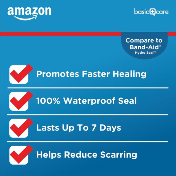 Amazon Basic Care Advanced Fast Healing Hydrocolloid Gel Bandages, 0.83 x 1.65 inches Adhesive Pads (20 Count)