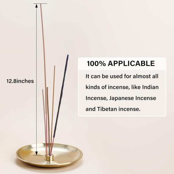 ZenBless 5 in 1 Incense Burner, Palo Santo Holder, Sage Holder, Incense Holder for Incense Sticks/Coil Incense/Incense Cones, 5.5 inches Brass Ash Catcher for Meditation Yoga Room (Gold_2pcs)