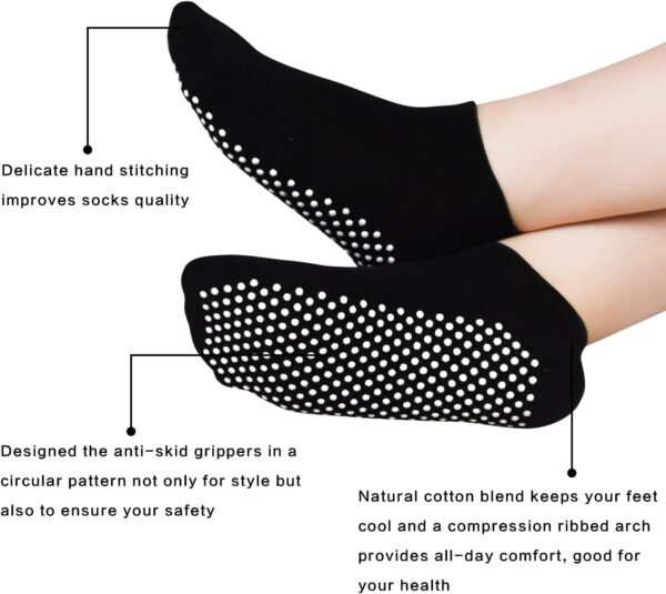 Pilates Ballet Barre Yoga Socks - Elutong 4 Pack Non Skid Slip Sticky Grippers Socks for Women