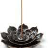 Incense Burner, Incense Holder for Sticks, Brass Lotus Incense Stick Holder and Detachable Ash Catcher