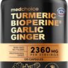4-in-1 Turmeric and Garlic Supplements with Bioperine 2360 mg Turmeric Ginger Root Capsules with Garlic for Joint, Digestion & Immune Support (120 ct)