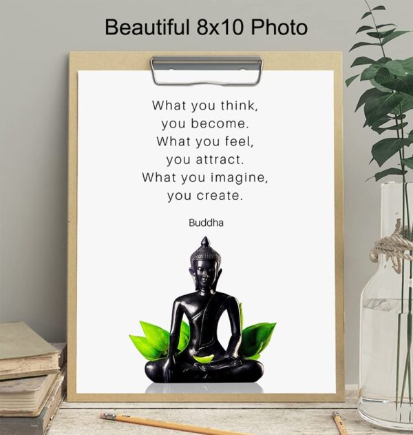Buddha Quotes Wall Decor - Inspirational Quote Wall Art - Zen Meditation Decor - Buddha Statue Art - Spiritual Gifts for Women, Men - New Age Spa Room Decoration - Yoga Artwork - Buddhism Buddhist