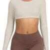 Aoxjox Long Sleeve Crop Tops for Women Clarissa Backless Workout Cropped T Shirt Top