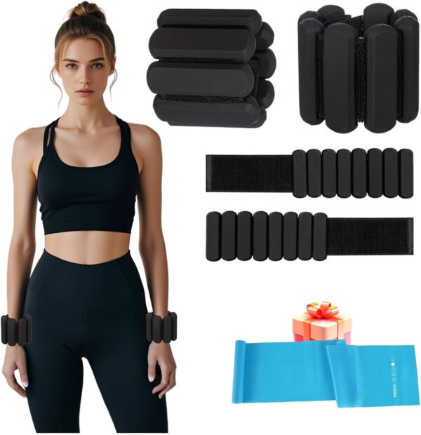 Adjustable Ankle Weights,Wrist Weights for Women & Men,Set of 2 (1Lb Each),Perfect for Walking,Running,Yoga,Pilates,Gym,Strength Training. Weighted wristbands are designed for home gym workouts