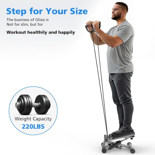 OLIXIS Mini Stepper with Resistance Bands, Twist Stair Steppers for Exercise at Home, Portable Full Body Workout Stepper Machine Adjustable Foot Stepper for Fitness