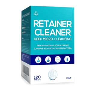 Retainer & Denture Cleaner Tablets 120 Pcs (4 Months Supply) - Retainer Cleaner Tablets for Invisalign,Retainers, Dentures, Night & Mouth Guard,Removes Stains & Plaque, Mint Flavor