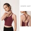 Redqenting Longline Sports Bra for Women with Removable Padded,Sexy Criss Cross Back Strappy Yoga Bras Workout Tank Tops