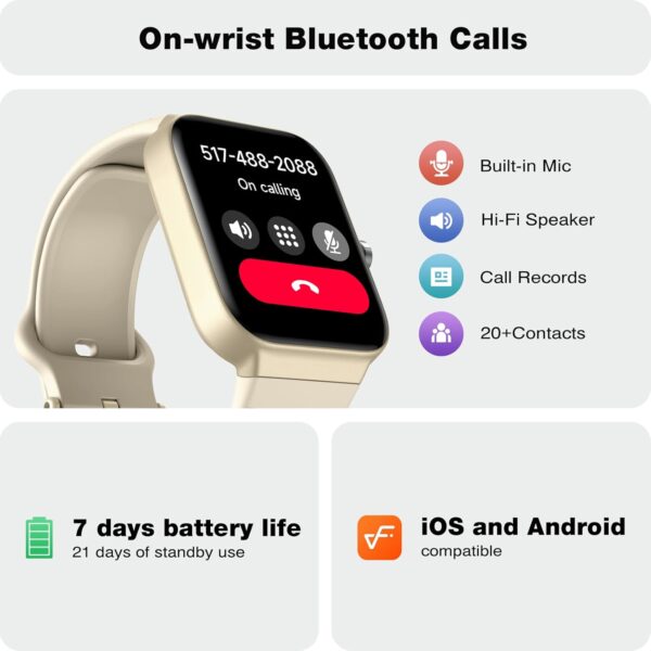 Fitpolo Smart Watch for Men Women,1.8” Touchscreen, Bluetooth Call, Alexa Built-in,24/7 Heart Rate SpO2 Monitor, Step Counting, Sleep Tracking,IP68 Waterproof Fitness Tracker Watch for Android iPhone
