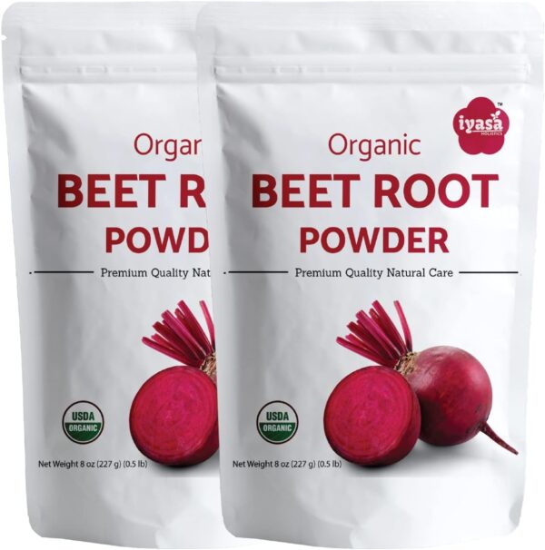 Iyasa Organic Beet Root Powder, Plant Based, Vegan, Gluten-Free, Beetroot Superfood, Nitric Oxide Boost, Pre Post Workout Supplement, Baking and Cooking 1 lb 16 oz 453 gm