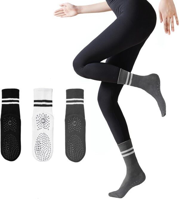 ULEEMARK Womens Pilates Non slip Yoga Socks Dance Gym Exercise Ankle Socks