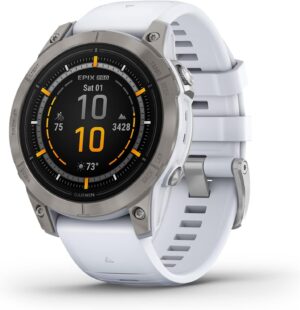 Garmin epix Pro (Gen 2) Sapphire Edition, 47mm, High Performance Smartwatch, Advanced Training Technology, Built-in Flashlight, Whitestone