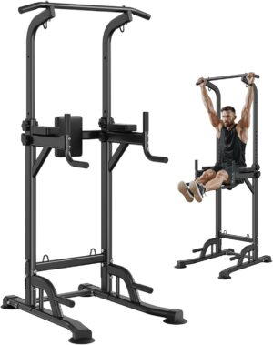 VEVOR Power Tower Dip Station, Multi-Function Home Gym Fitness Equipment, Strength Training Workout Dip Bar