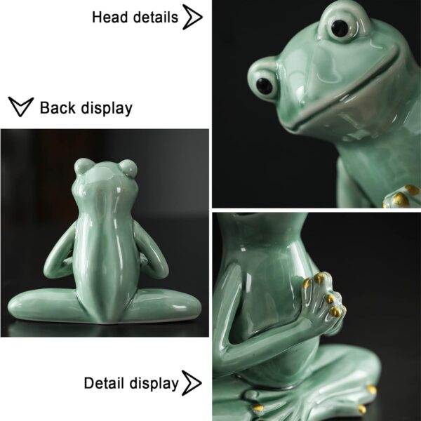 OwMell Ceramic Zen Frog Decor, Ceramic Yoga Pose Meditation Frog Staute for Home Zen Decoration - Prayer