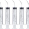 Wisdom Teeth Syringe, 5 Pack Irrigation Dental Syringes with Measure Scale & Curved Tip for Dental Care Liquid Oral Tonsil Stone