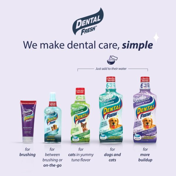 Dental Fresh Advanced Plaque and Tartar Water Additive, 32oz – Dog Teeth Cleaning Formula to Freshen Breath and Improve Cat & Dog Dental Care