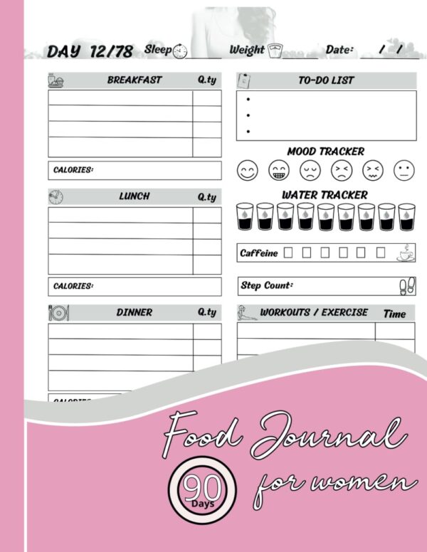 Food Journal: for women weight loss. Simple and Cute Daily Diary: Your Motivational Diet Guide.