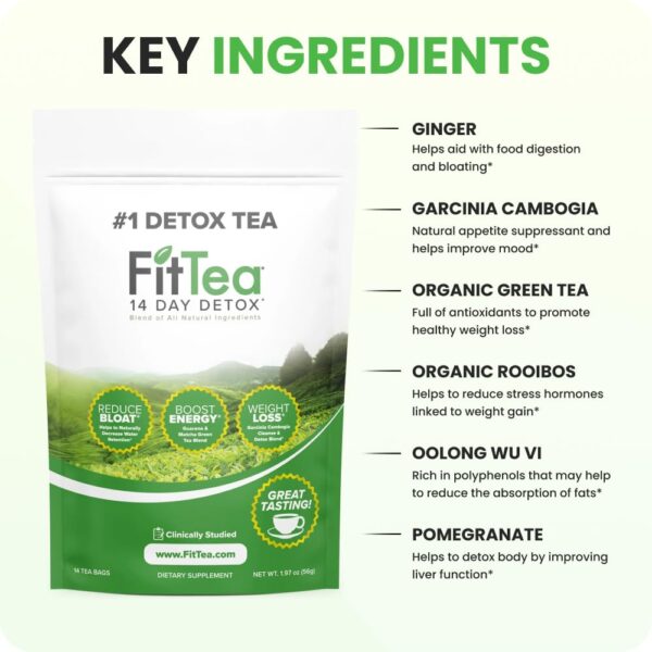 613Oxn0IAvL._SL1000_.jpg FitTea The Original 14 Day Detox Tea for Weight Loss and Belly Fat - Detox Cleanse Weight Loss Tea for Women and Men - Clinically Tested Slim Tea Detox Drink