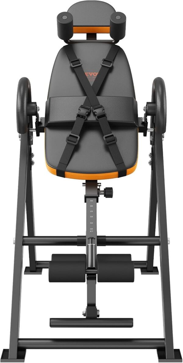 VEVOR Inversion Table, 300lbs Capacity Heavy Duty Inversion Table, Decompression Back Stretcher Machine, Strength Training Equipment with Headrest, Ankle Lock, Adjustable Protective Belt