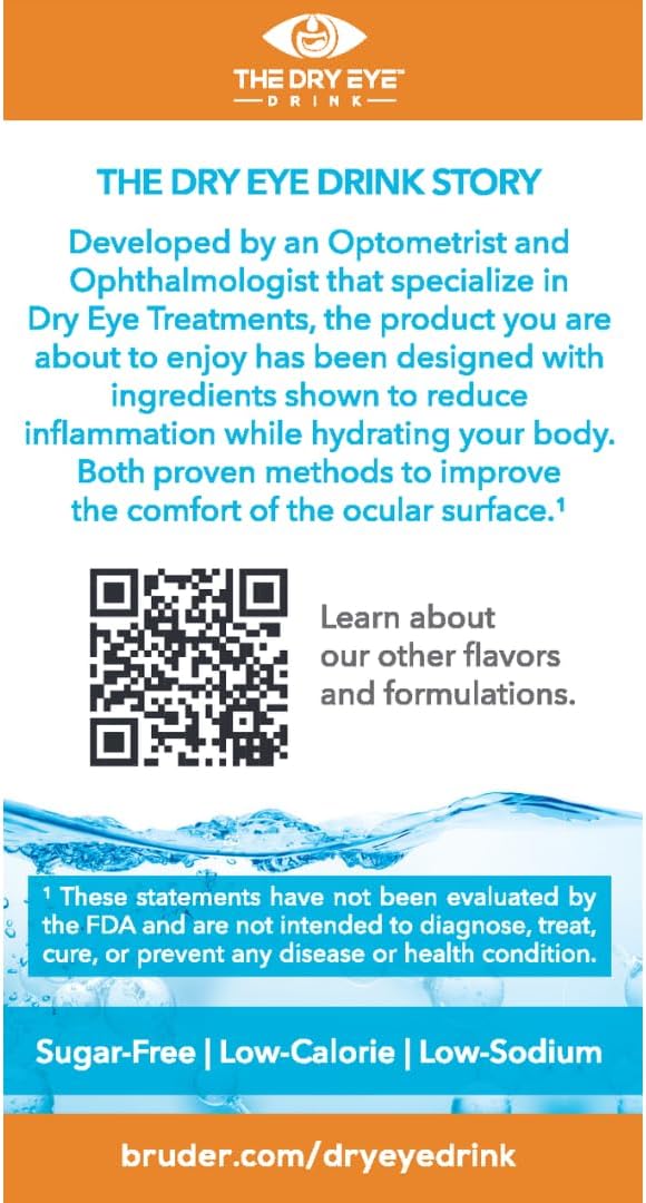 l Ultimate Hydration for Dry Eyes l Sugar-Free Electrolyte Powder Packets l Blended with Vitamins, Green Tea, Turmeric, Taurine, and DHA l 5g x 20 Packets (Orange)