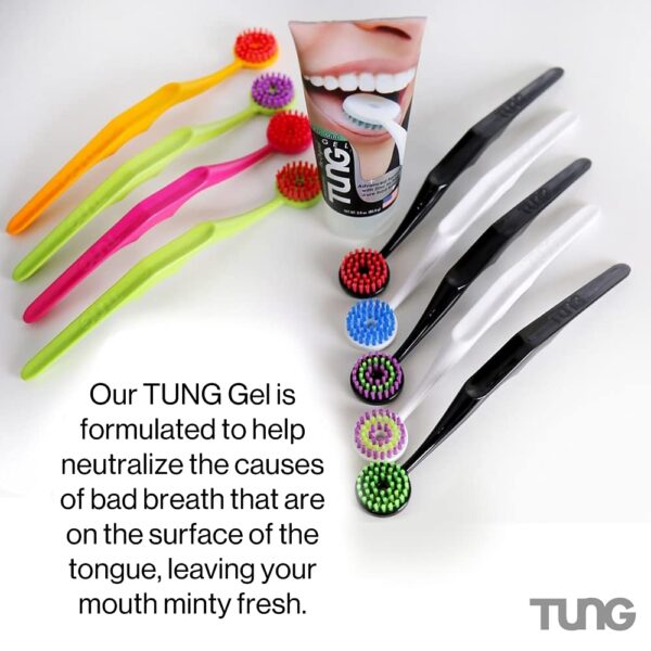 Peak Essentials | TUNG Natural Brush & Gel Kit | Tongue Cleaner for Adults | Tongue Scraper to Fight Bad Breath and Halitosis | Mouth Odor Eliminator | Fresh Mint | Made in America (Starter Pack)