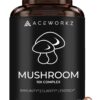 ACEWORKZ 10 Mushroom Complex Supplement - Lions Mane, Reishi and Cordyceps & More - Nootropic for Brain Health, Memory & Focus - Immunity & Energy (90 Capsules)