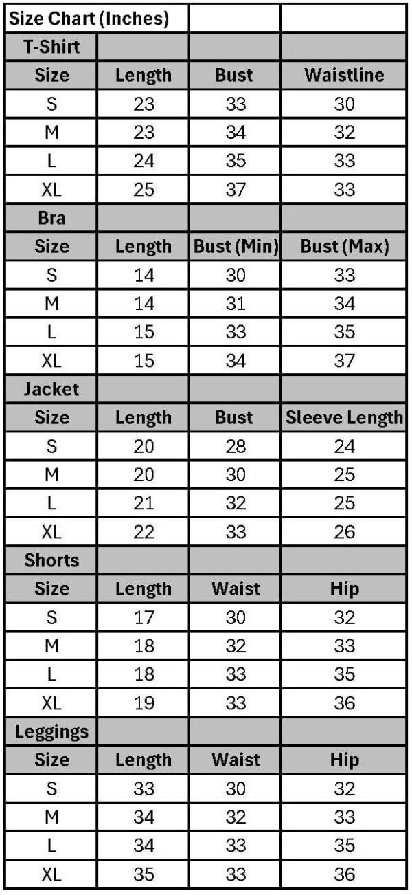 Women Activewear Gymwear Yoga Suit Athleisure Five Piece Set, T-Shirt, Jacket, Sports Bra, Leggings, Running Shorts