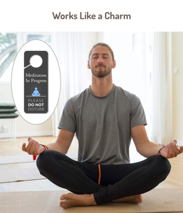 Meditation Sign for Door, 2 Pack (Printed on Both Sides), 9.3″x3.5″ PVC Plastic, Meditation Sign, Meditation Door Hanger, Meditation Decor, Do Not Disturb Sign, Meditation Decor for Room
