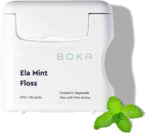 Boka Ela Mint Woven Dental Floss, Made from Plant-Based Vegetable Wax, Teflon-Free, 30 Yards of Waxed Floss (Pack of 1)