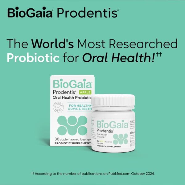 BioGaia Prodentis | Dental Probiotic Lozenges | Promotes Healthy Gums & Teeth | Defends Against Dental Problems | Replenishes Oral Microbiome | Improves Oral Health | Apple Flavor | 30 Day Supply