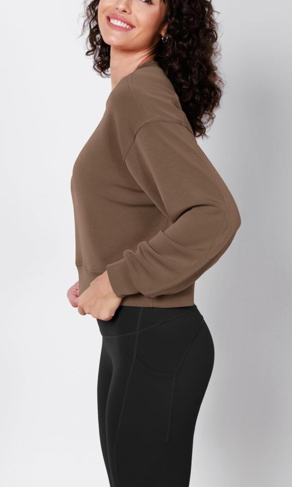 ODODOS Modal Soft Long Sleeve Cropped Sweatshirts for Women Oversized Crew Neck Pullover Crop Top