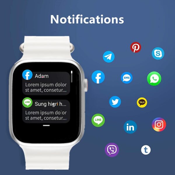 Smart Watch for Women Men for Android Phones iPhone Compatible, 2.09'' Smartwatches Fitness Tracker with Call/SMS/Heart Rate/Blood Oxygen Monitor/Pedometer/2 Bnads (White)