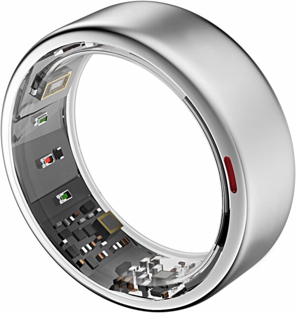 Smart Ring - Health & Sleep Tracker, Continuous SpO2 & Heart Rate Monitor, Stress Management, NFC Wireless Charging, 6-Day Battery, Water-Resistant(IP68), iOS & Android Compatible (Silver, 9)