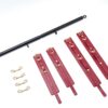 Spreader Bar Heavy Duty Stainless Steel Expandable Silver Bar Home Gym with 4pcs PU Purple Adjustable Strap,Sports Aid Training Fitness Gear Pilates Aid Kit,Yoga Set (Black+Claret PU Kit)