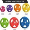 SPART 2-Inch Color Rubber Coated Olympic Grip Plate in Pairs or Single for Strength Training, Weightlifting and Bodybuilding, Solid Cast Iron Weight Plates for Barbell, 2.5LB/5LB/10LB/25LB/35LB/45LB, Two Years Warranty