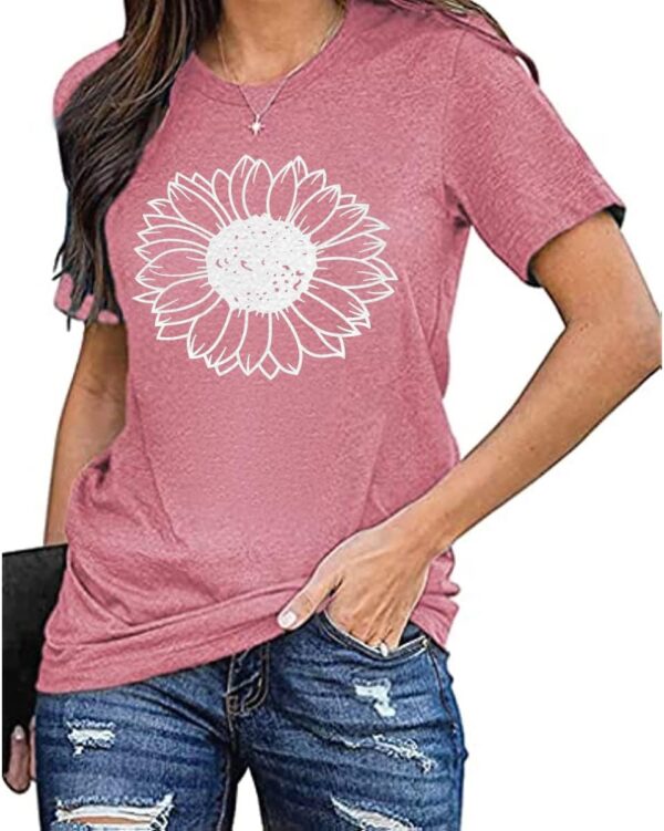Women's Summer Tops Sunflower T Shirts for Women Cute Graphic Loose Tees Crew Neck Short Sleeve Casual Tops