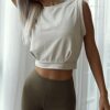 ARRIVE GUIDE Crop Top Athletic Shirts for Women Cute Sleeveless Yoga Tops Running Gym Cotton Cropped Workout Clothes