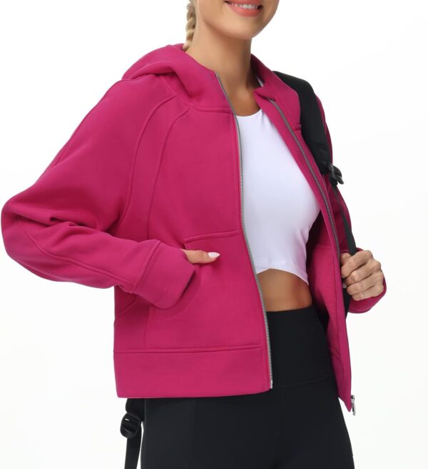 THE GYM PEOPLE Women's Full-Zip Up Hoodies Jacket Fleece Workout Crop Tops Sweatshirts with Pockets Thumb Hole