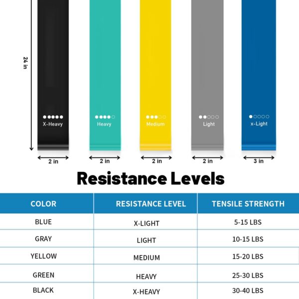 Resistance Loop Exercise Bands for Working Out, Fitness Elastic Bands, Workout Bands for Home Gym, Stretching, Yoga, Pilates, Physical Therapy (5pcs Set)