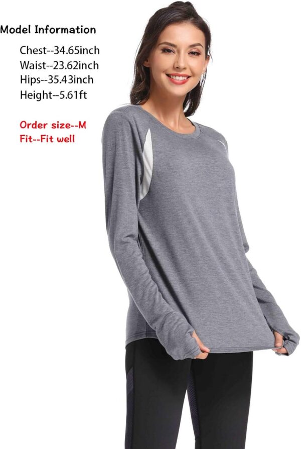 Muzniuer Long Sleeve Workout Tops for Women-Plain Long Sleeve Shirts Yoga Tops Gym Sports T-Shirt with Thumb Hole