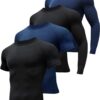 4/5 Pack Workout Compression Shirts Men Long/Short Sleeve Rash Guard Athletic Undershirt Gear T Shirt for Sports