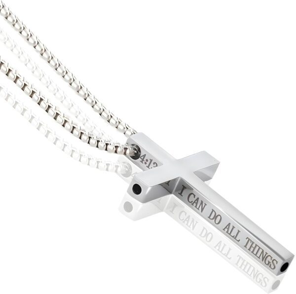 Breathing Necklace for Anxiety Stress Relief, Quit Smoking Tools Breathlace Cross Necklace, Stop Smoking Aids Breathing Necklace, Fum Vaporless Inhaler Meditation Tools Necklace Sliver