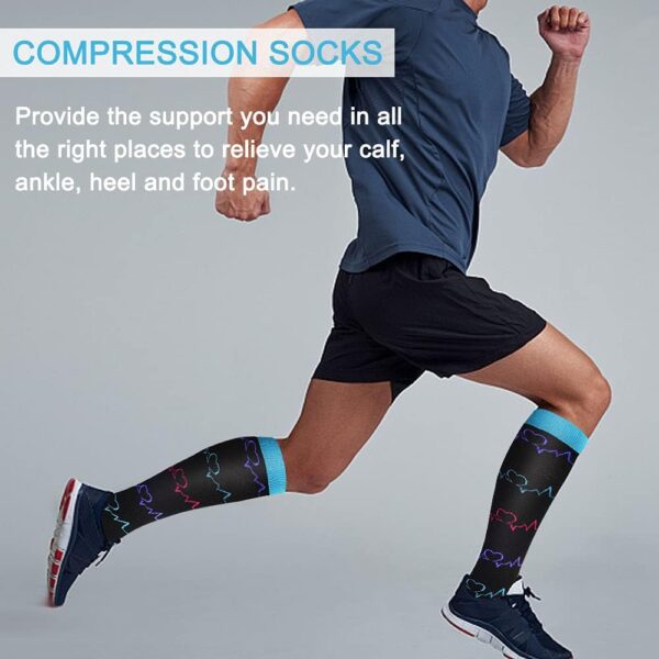 SunFeeling 6 Pairs Compression Socks for Women & Men Circulation - Best Support for Nurses,Running,Athletic,Sports
